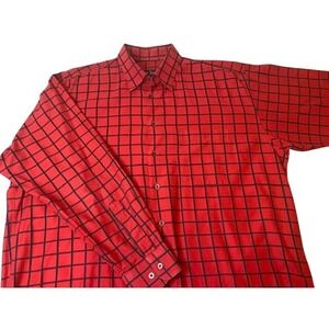 Gitman Bros Red & Black Plaid Long Sleeve Button Down Shirt‎ Men's XL VINTAGE
